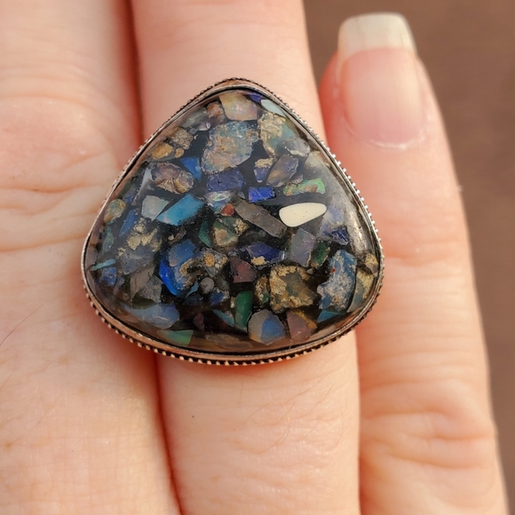 New Copper Ethiopian Opal 925 Silver Ring. - Picture 8 of 16